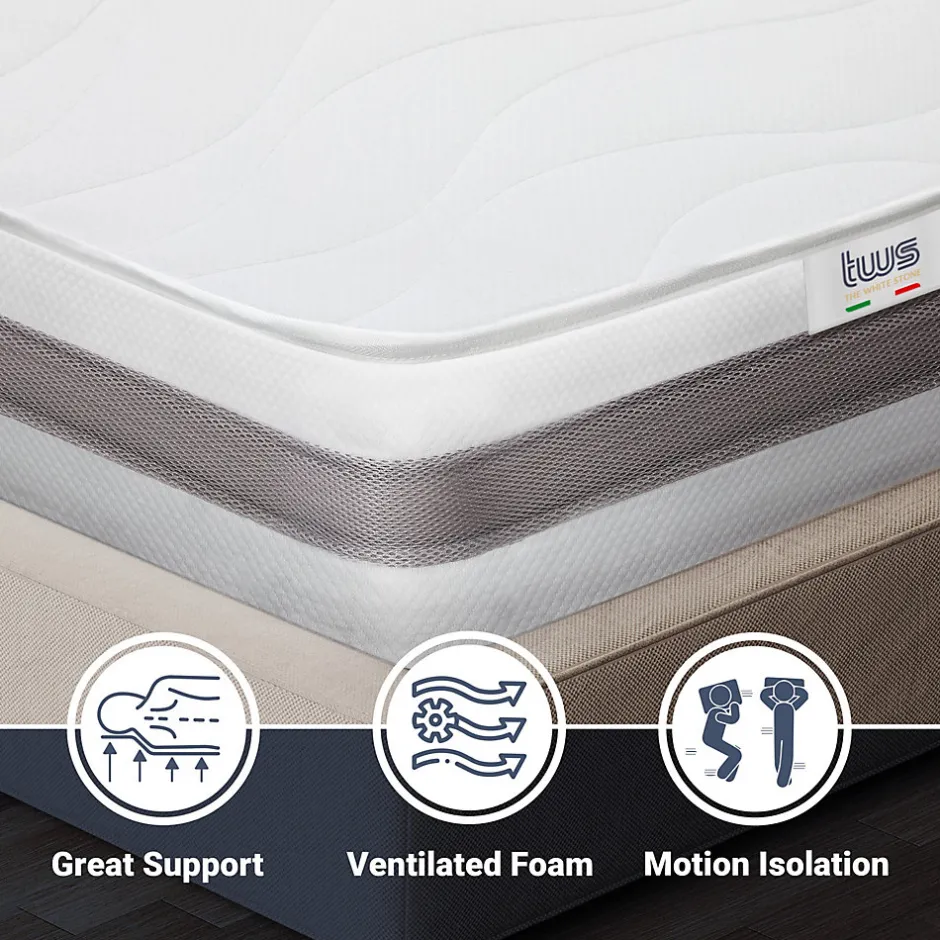 The White Stone Matelas 160x210 cm en Mousse Antibactérien Hot