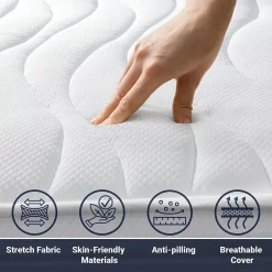 The White Stone Matelas 150x220 cm en Mousse Antibactérien Discount