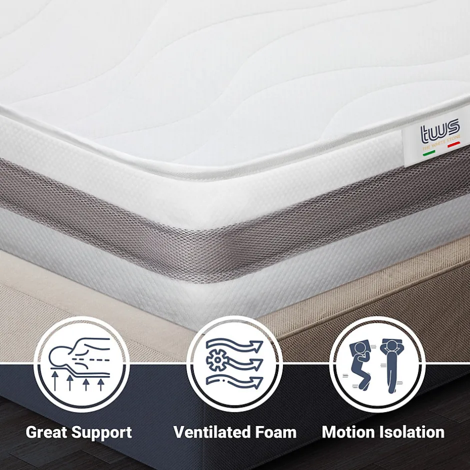 The White Stone Matelas 140x220 cm en Mousse Antibactérien