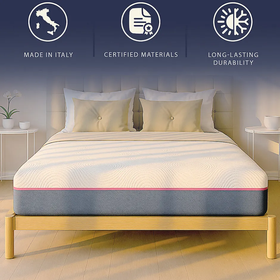 The White Stone Matelas 90x190 en Mousse à Mémoire Breeze et Ressorts Ensachés, Hauteur 30 cm
