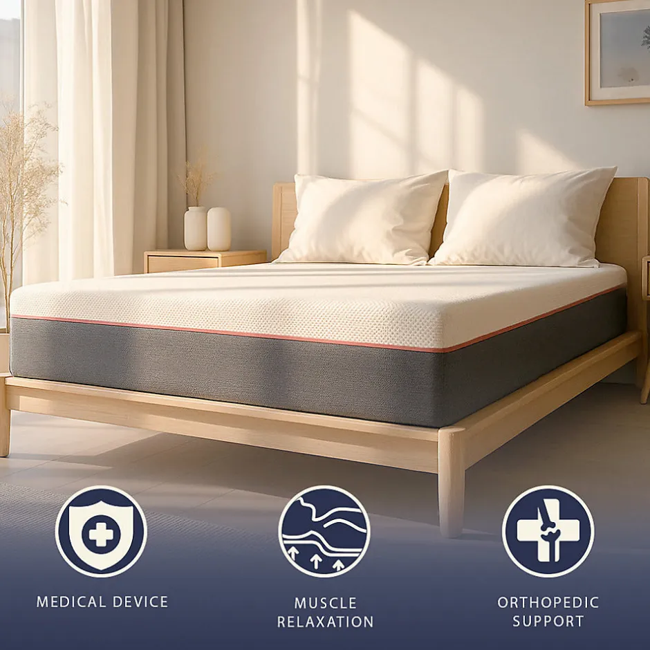 The White Stone Matelas 90x190 en Mousse à Mémoire Breeze et Ressorts Ensachés, Hauteur 30 cm
