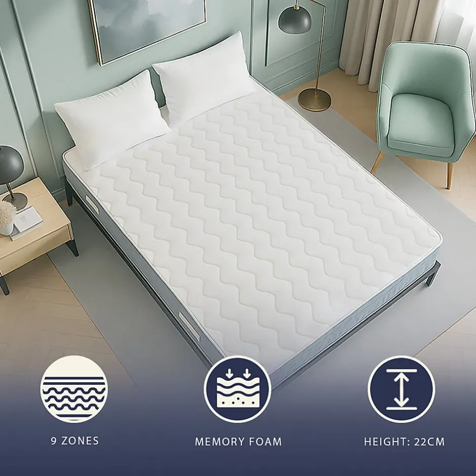 The White Stone Matelas 140x190 cm en Mousse Hypoallergénique et Memory Foam, Hauteur 22 cm Sale