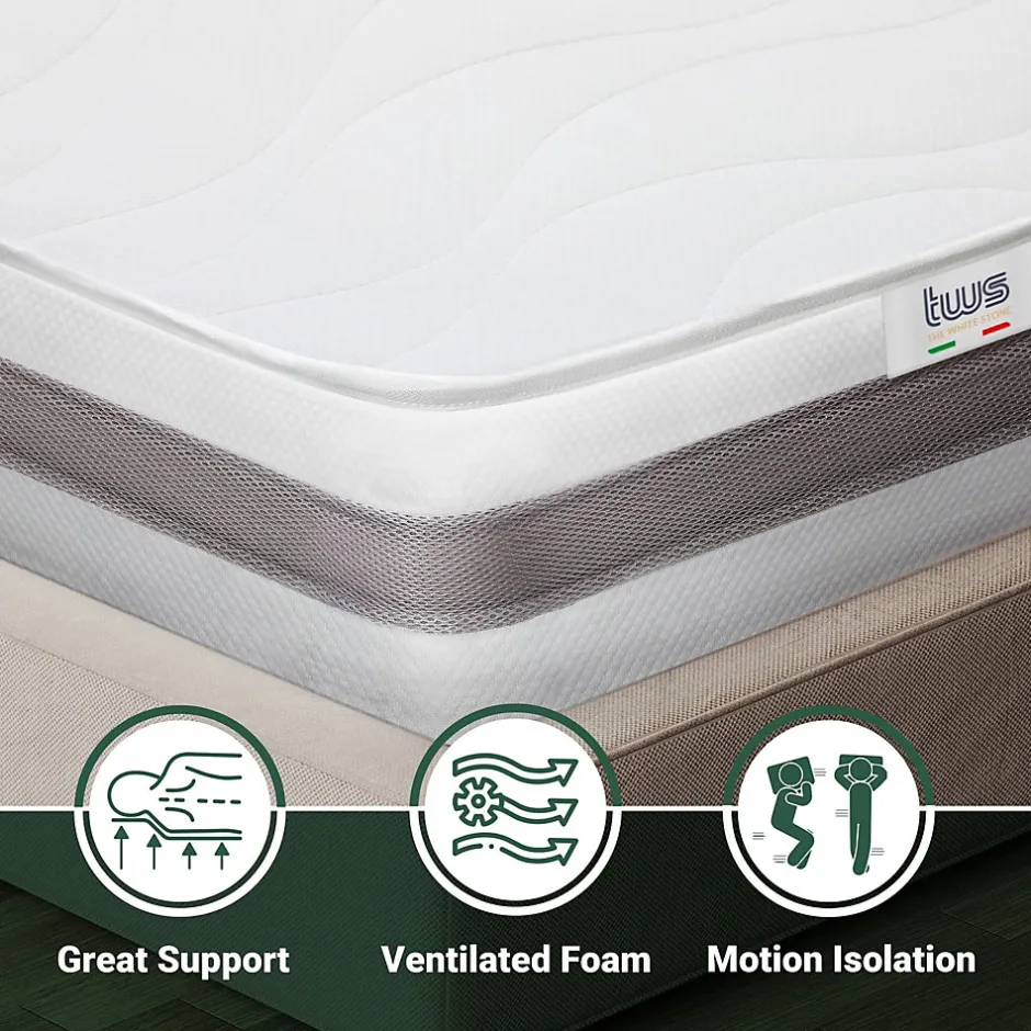 The White Stone Matelas 125x220 cm en Mousse Antibactérien