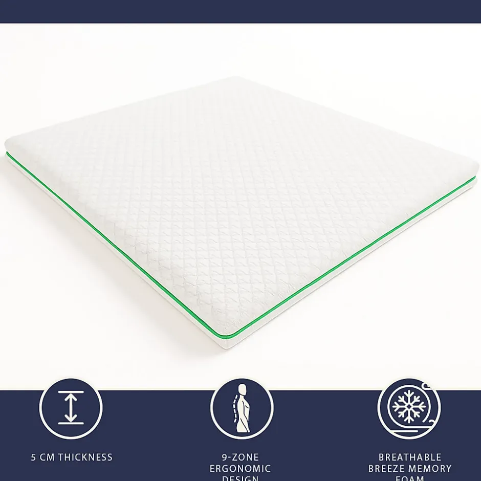 The White Stone Surmatelas 90x190 en Memory Foam Breeze à 9 Zones