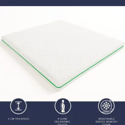 The White Stone Surmatelas 80x190 en Memory Foam Breeze à 9 Zones