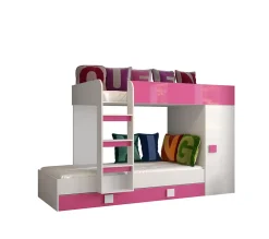 Enfant Abiks Meble TOLEDO 2 Lit superposé 203,3/106,6/125 (blanc/rose)