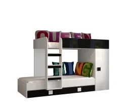 Enfant Abiks Meble TOLEDO 2 Lit superposé 203,3/106,6/125 (blanc/noir)