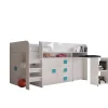 Enfant Abiks Meble TOLEDO 1 Lit superposé 203,3/106,6/125 (blanc/blanc/turquoise)