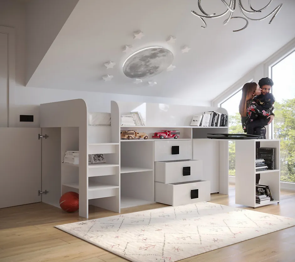 Enfant Abiks Meble TOLEDO 1 Lit superposé 203,3/106,6/125 (blanc/gris)