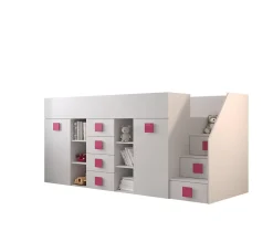 Abiks Meble TOLEDO 3P Lit superposé 248,5/123/93 (blanc/blanc/rose) Best
