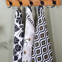 Atmosphera Créateur D'Intérieur Torchon imprimé Twisted lime coton noir & blanc 45x70cm - Atmosphera