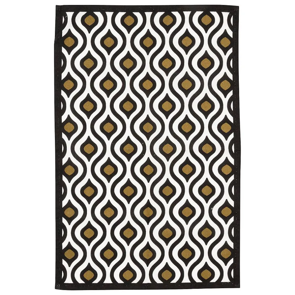 Atmosphera Créateur D'Intérieur Torchon imprimé Twisted lime coton noir & blanc 45x70cm - Atmosphera