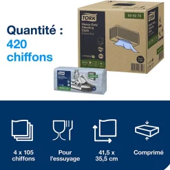 Tork Chiffon de Nettoyage Ultra-résistant bleu W4, robuste et absorbant, 1 x 105 chiffons, 530279 Online