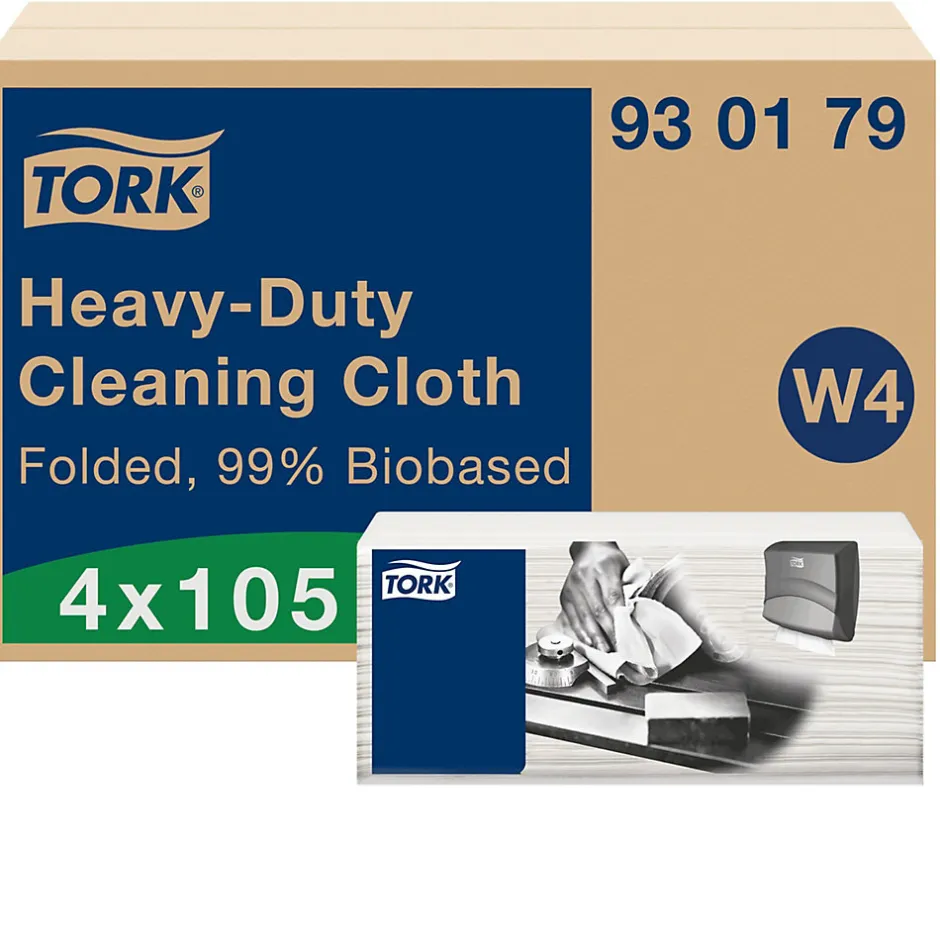 Tork Chiffon de nettoyage ultra-résistant biosourcé blanc W4, technologie exelCLEAN, 4 x 105 chiffons, 930179