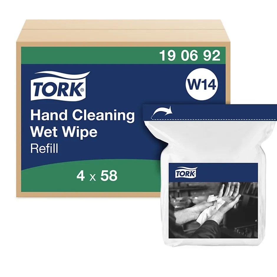 Tork Lingettes humides pour Nettoyage des mains blanc W14, 4 x 58 lingettes, 190692 Online