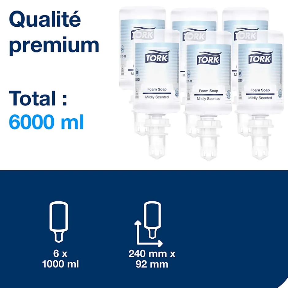 Tork Savon mousse Mains - Senteur douce S4, réduit la consommation, 6 x 1000 ml, 520501 Sale