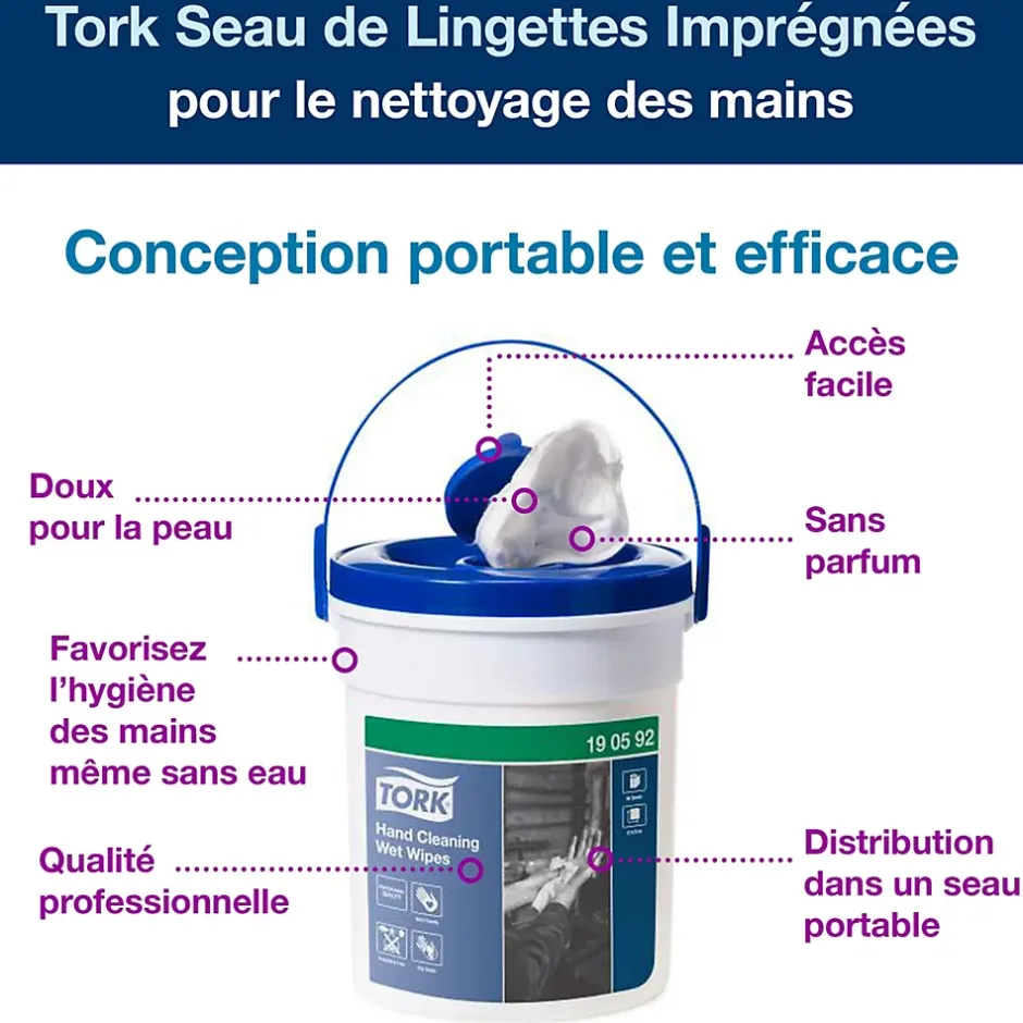 Tork Seau de Lingettes humides pour Nettoyage des mains blanc W14, sans parfum, 1 x 58 lingettes,190592 Best