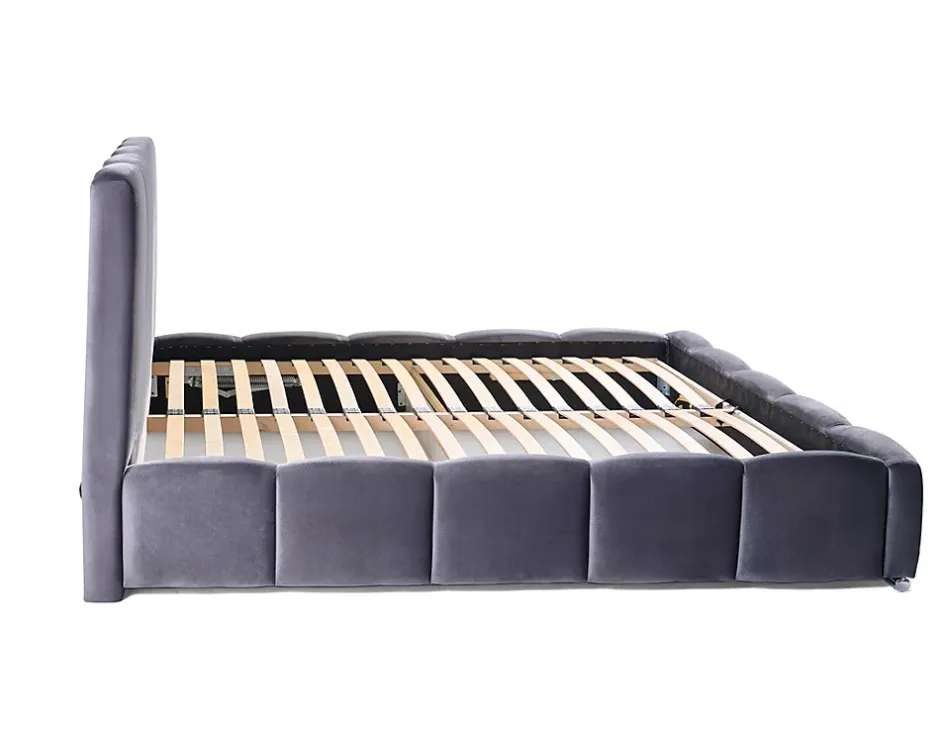 Best Mobilier Torreon - lit coffre - 140x200 - sommier inclus - en velours - Clearance