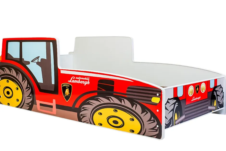 Kobi Tracteur lit simple rouge 160x80 avec matelas Discount