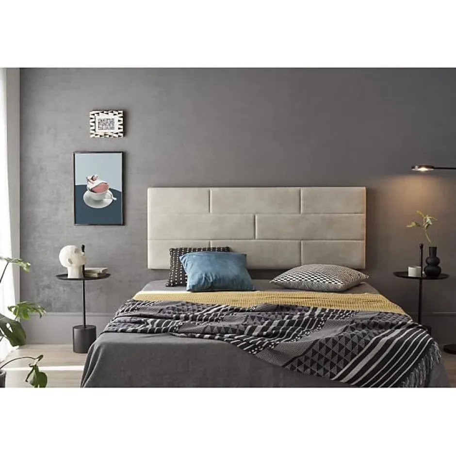 Eccox Tête de lit 120 Bricks Tissu Anti-Tache 152x57x5 Effet Granit Blanc Cassé. Clearance