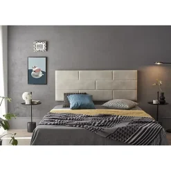 Eccox Tête de lit 80 Briques Tissu Anti-Tache 112x57x5 Effet Granit Blanc Cassé. Hot