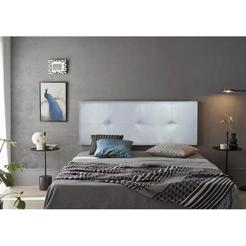 Eccox Tête de lit - Cala - Similicuir argenté - 145 cm - Rembourrage en mousse HR - Fabriqué en Espagne Online