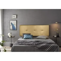 Eccox Tête de lit - Cala - Similicuir doré - 160 cm - Rembourrage en mousse HR - Fabriqué en Espagne