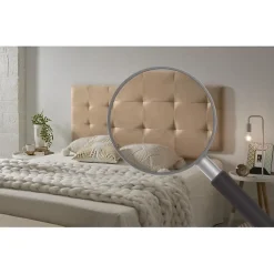 Eccox Tête de lit 160 Capitone Damier Tissu Anti-Tache 162x57x5cm Camel Clair.