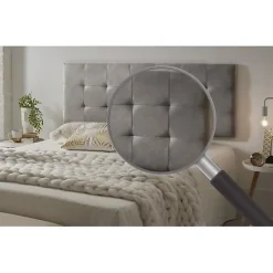 Eccox Tête de lit 105 Capitone Damier Tissu Anti-Tache 112x57x5cm Gris.