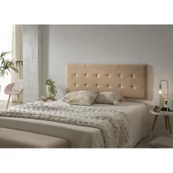 Eccox Tête de lit 80 Capitone Damier Tissu Anti-Tache 112x57x5cm Camel Clair. Clearance