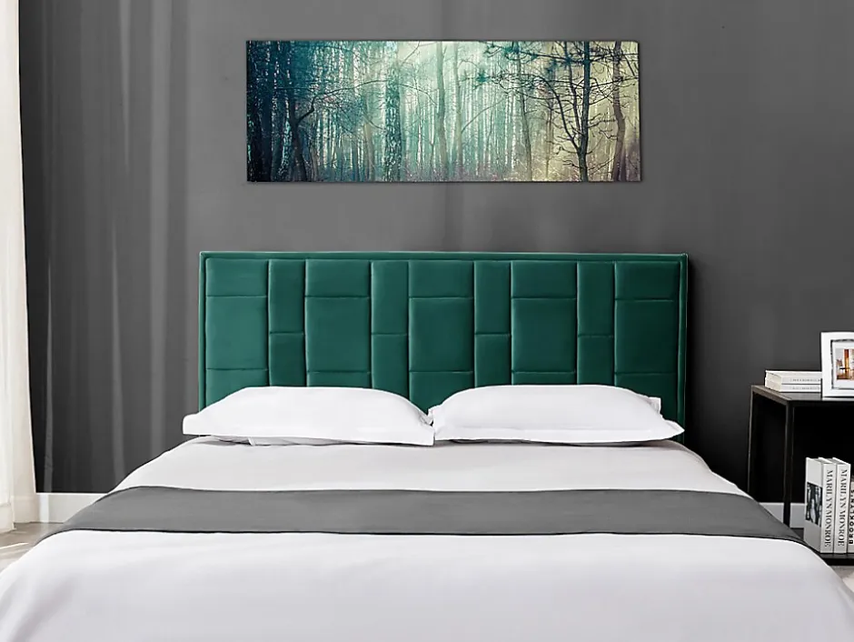 Vente-unique Tête de lit 140 cm - Velours - Vert - HERMINE Best