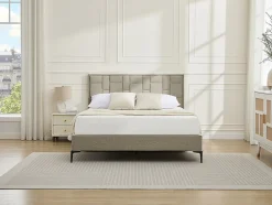 Vente-unique Tête de lit 140 cm - Velours - Taupe - HERMINE