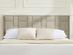 Vente-unique Tête de lit 140 cm - Velours - Taupe - HERMINE