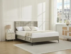 Vente-unique Tête de lit 140 cm - Velours - Taupe - HERMINE