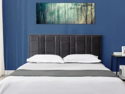 Vente-unique Tête de lit 140 cm - Velours - Gris foncé - HERMINE