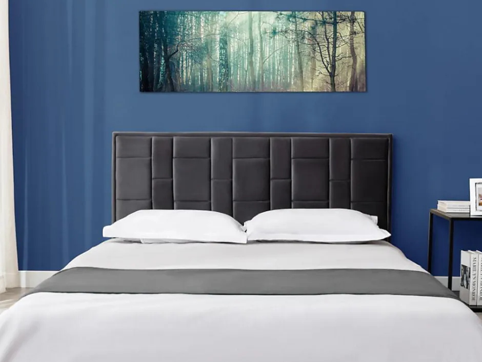 Vente-unique Tête de lit 140 cm - Velours - Gris foncé - HERMINE