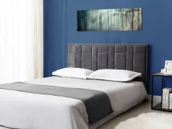 Vente-unique Tête de lit 140 cm - Velours - Gris foncé - HERMINE
