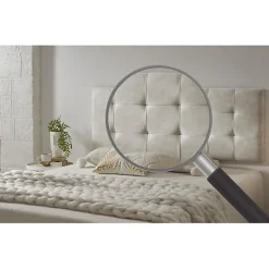 Eccox Tête de lit - - 105 Capitone - Tissu Anti-Tache - 112x57x5cm - Blanc Granit Cassé Clearance