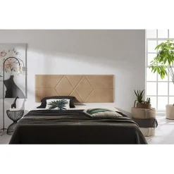 Eccox Tête de lit - - 112 x 57 cm - Tissu Anti-Tache - Design Contemporain - Couleur Camel