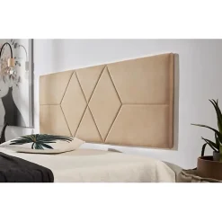 Eccox Tête de lit - - 112 x 57 cm - Tissu Anti-Tache - Design Contemporain - Couleur Camel