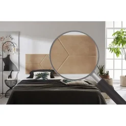 Eccox Tête de lit - - 112 x 57 cm - Tissu Anti-Tache - Design Contemporain - Couleur Camel