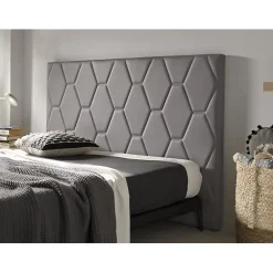 Eccox Tête de lit - - Agata - Similicuir gris - Style scandinave - Fabrication espagnole