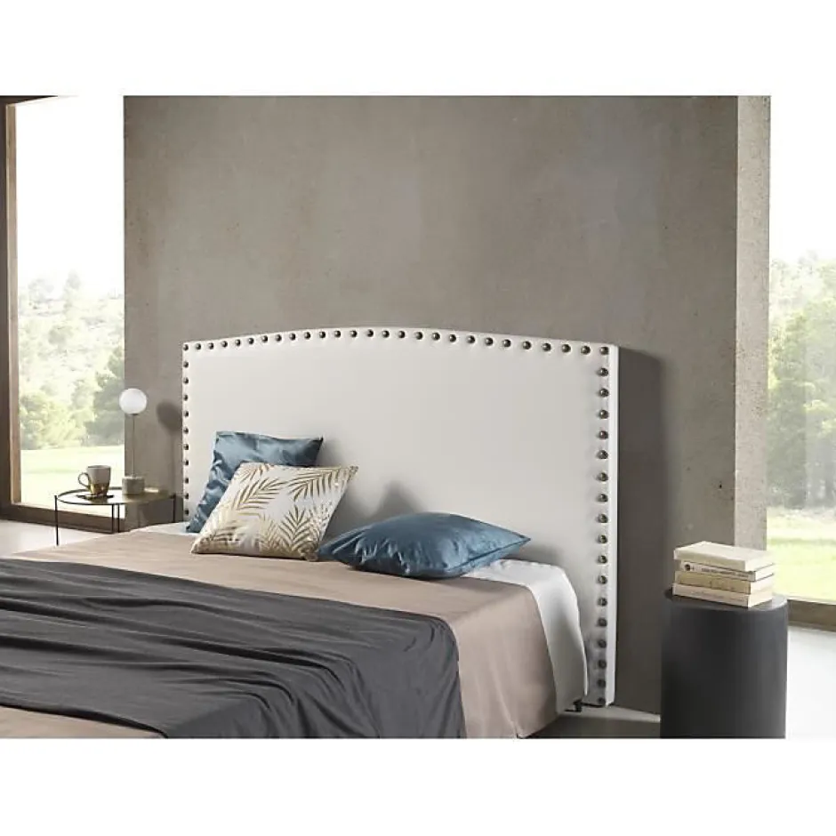 Eccox Tête de lit - - Ambar - Similicuir blanc - 110x110 cm - Antitache Aquaclean