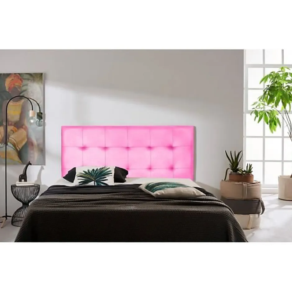 Eccox Tête de lit - - Aster - Similicuir rose - 145 cm - Épaisseur 8 cm - Garantie 2 ans Discount
