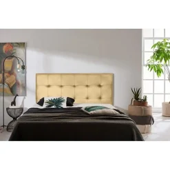 Eccox Tête de lit - - Aster - Similicuir doré - 130 cm - Épaisseur 8 cm - Anti-taches