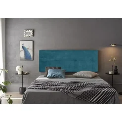 Eccox Tête de lit - - Cala - Tissu bleu - 220 cm - Rembourrage en mousse HR Hot