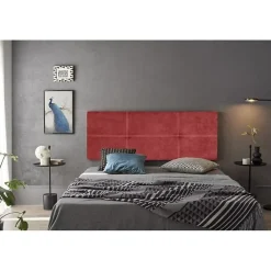 Eccox Tête de lit - - Dalia - Tissu Aqualine - Rouge - 190 cm - Rembourrée