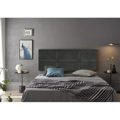 Eccox Tête de lit - - Dalia - Tissu Aqualine - Gris - 100 cm - Rembourrée