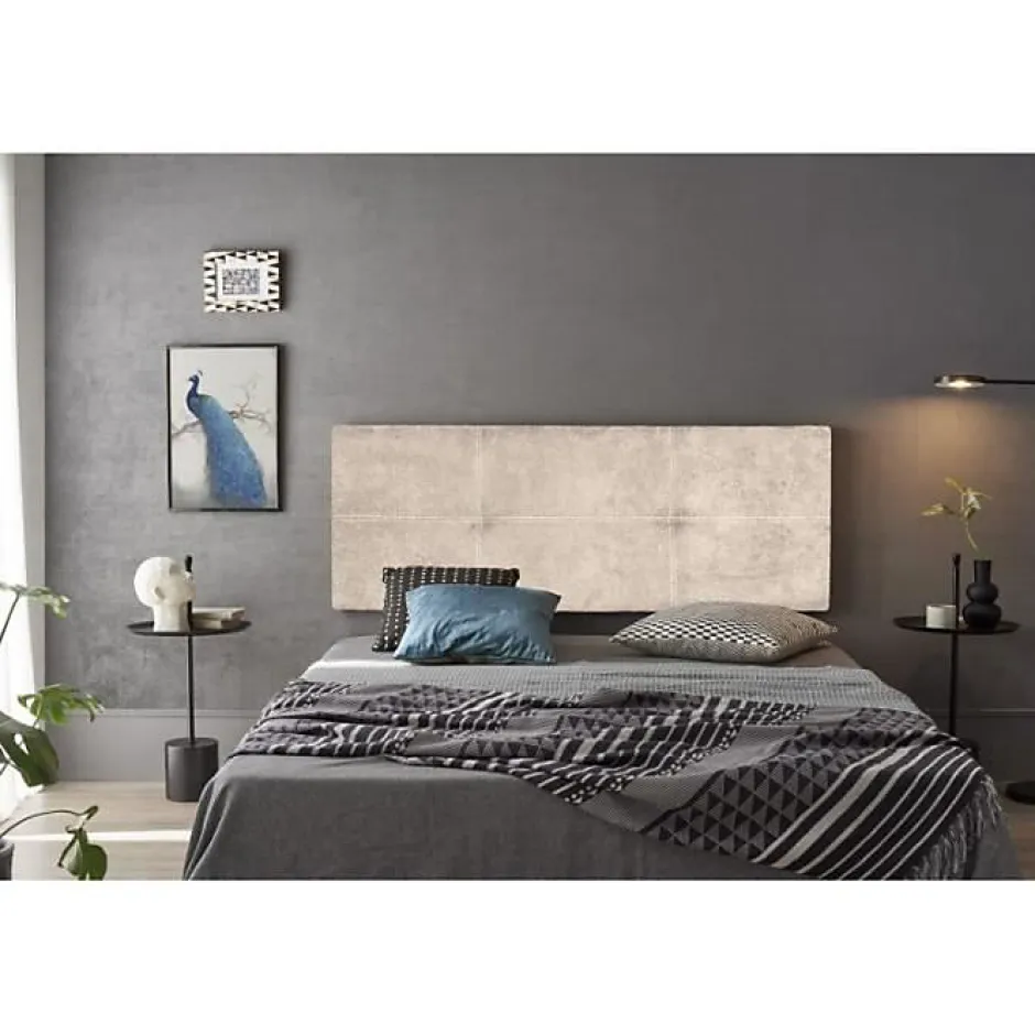 Eccox Tête de lit - - Dalia - Tissu Aqualine - Beige - 160 cm - Rembourrée New