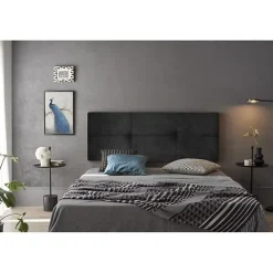 Eccox Tête de lit - - Dalia - Tissu Aqualine Noir - 160 cm - Rembourrée - Design contemporain Best